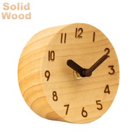Horloge de table en bois naturel silencieuse à quartz analogique pour la maison et le bureau, entièrement en bois, cadeau en bois