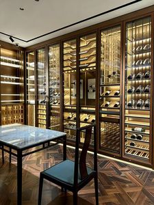 Luxury Custom Stainless Steel Wine <b>Cabinet</b> Constant Temperature Led Light Glass Door Display Rack Home Furniture Hotel Villa - Product Image 3