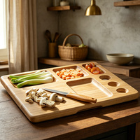 Plateau de service, plateau à compartiments, décoré avec une palette en bois d'acacia, utilisé dans la chambre, la cuisine, le salon et la salle de bain.