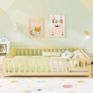 Camas de Madera Portátiles para Bebés al por Mayor, Cama Individual de Madera para Niños Pequeños, Protección Contra Caídas, Marco de Listones, Cama Montessori para el Suelo - Product Image 4