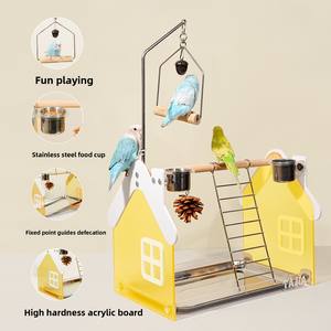 Di alta qualità piccoli uccelli eco-friendly forma a triangolo solido metallo supporto lavabile in ferro arte acciaio inossidabile vassoio pulsante gabbia pappagallo - Product Image 1