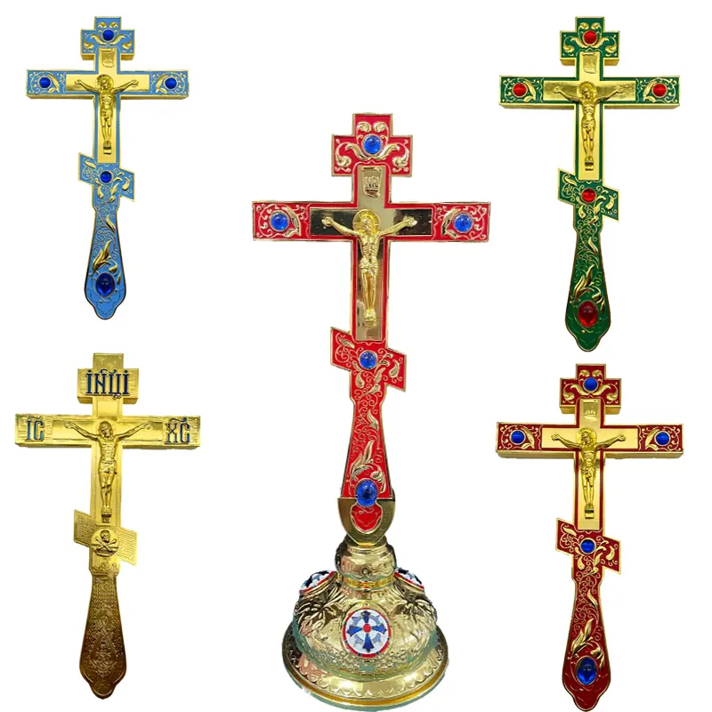 Готовый запас, православные церковные принадлежности, украшения, религиозный подвесный крест, для благословения Золотой посадки с подставкой