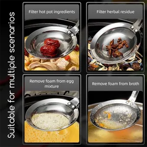 1PCS Long Handle Stainless Steel <b>Colander</b> Hangable Grease Filter Kitchen Accessories Mesh Oil <b>Strainer</b> Frying Filter <b>Colander</b> - Product Image 4