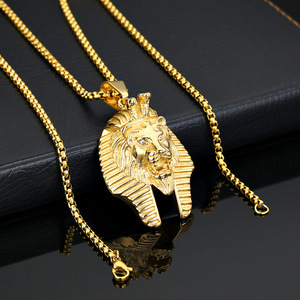 Pendentif de mode Hip Hop Sphinx du Pharaon Égyptien, plaqué or, en acier inoxydable 316, inaltérable et résistant à l'eau, de marque tierce - Product Image 4