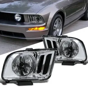 2005-2008 Ford Mustang Cobra için uygula çift şeffaf Lens farlar kafa lambaları Fit LHD