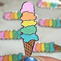 Pin's en émail personnalisé en forme de beignets et de glaces, avec paillettes, faible MOQ, création gratuite, artisanat métallique pour cadeau