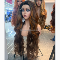 Perruque synthétique 5*5 Closure Body Wave, 32 pouces de long, en mélange de fibres Futura et de fibres haute température