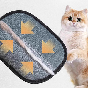 Gants de toilettage pour animaux Lonppet, noirs, en tissu brodé, pour le toilettage des chiens - Product Image 3
