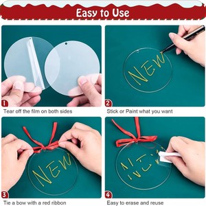 Disques ronds en acrylique transparent pour ornements de Noël à suspendre, porte-clés, et projets de bricolage DIY - Vente en gros fabricant - Product Image 3