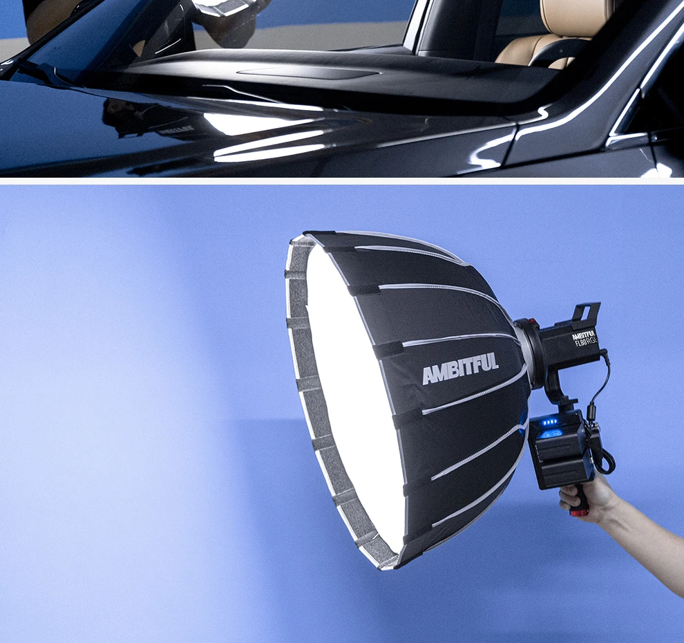 AMBITFUL FL80 RGB LED Video Light 80W 5600K Outdoor Photography Daylight Lighting Adjust Brightness Bowens Mount Support APP