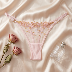 Braguitas de Tanga de Encaje Bordado para Mujer, Transparentes, de Malla, Sexys, Transpirables, Cómodas, Ultrafinas, de Talle Bajo - Product Image 4