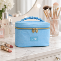 Grande trousse de maquillage de voyage en PU pailleté pour femmes et filles, avec fermeture éclair et poignée, boîte de rangement pour articles de toilette et beauté