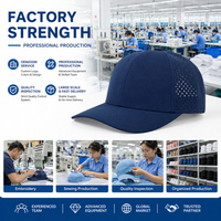 Gorra Deportiva Impermeable de 6 Paneles con Cuerda, Perforaciones Cortadas a Láser, Logotipo Bordado Personalizado, para Golf y Running, Venta al Por Mayor