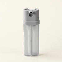 Bouteille en plastique PET à double compartiment plat de petite capacité 150 ml (75 ml + 75 ml) pour emballage de nettoyant visage avec impression sérigraphique