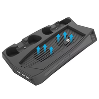 Cargador para Consola de Juegos P5, Enfriador Vertical, Ventilador de Refrigeración, Soporte de Plástico, Estación de Control Dual con 3 Puertos USB para Playstation 5 PS5