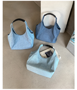 Sac à main en jean décontracté pour femme, grande capacité, sac à bandoulière en jean - Product Image 1