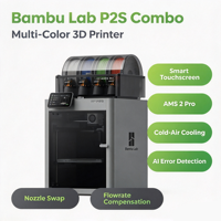 Imprimante 3D FDM multicolore haute vitesse avec contrôle Wi-Fi, nivellement automatique, grand volume d'impression, Bambu Lab P2S Combo pour usage domestique et de bureau
