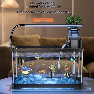 Plastik 50L Rundes Umweltfreundliches Transparentes Desktop-<span class=keywords><strong>Aquarium</strong></span> für Zuhause Betta-Becken Weiß Basic 9 - Product Image 3