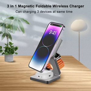 Estación de carga inalámbrica plegable <span class=keywords><strong>3</strong></span> en 1 para <span class=keywords><strong>iPhone</strong></span> 15 14 13 12 <span class=keywords><strong>AirPods</strong></span> <span class=keywords><strong>3</strong></span>/2 Watch 9 8 <span class=keywords><strong>7</strong></span> para cargador magnético Samsung Galaxy - Product Image 3