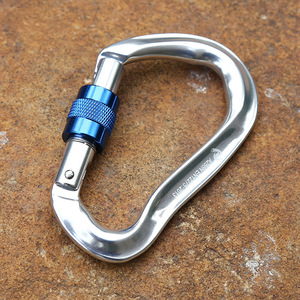 Mosquetón de Escalada Metálico con Cierre de Seguridad Azul, Gancho de Seguridad para Escalada en Roca al Aire Libre - Product Image 1
