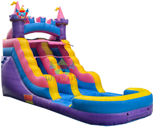 Nouveau toboggan aquatique gonflable Château de Princesse à double piste avec piscine pour les anniversaires et les locations de fêtes estivales des filles - Product Image 1