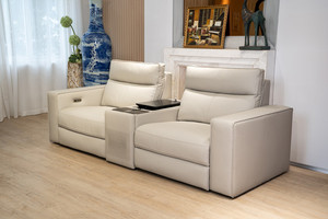 Sofá Seccional en Forma de L de Lujo para Sala de Estar, Muebles para el Hogar, Conjuntos de Sillones Reclinables de Cuero con Refrigerador y Altavoz - Product Image 1