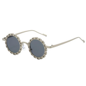 Gafas <span class=keywords><strong>de</strong></span> Sol Redondas con Marco Metálico, Diseño Floral, Protección UV400, Color Azul, para <span class=keywords><strong>Hombre</strong></span> y Mujer, Tendencia 2026, Alta Calidad, Bonitas y Elegantes - Product Image 4
