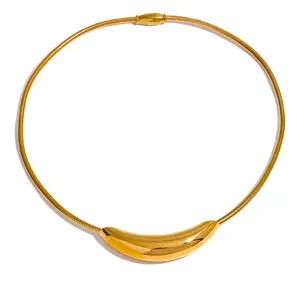 JINYOU 387 baja tahan karat tahan air kalung populer kalung lampu Wanita pernyataan logam 18K emas trendi mode 2023 perhiasan