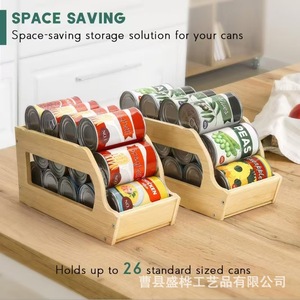 Wooden Can Storage Rack Solid Wood Stackable <b>Desktop</b> Organizer For Canned Food Beverage Kitchen Cabinet Organizers - Product Image 2