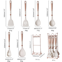 Ustensiles de cuisine pour la maison, support en marbre, couteau en silicone or rose de luxe, ensemble d'ustensiles de cuisine