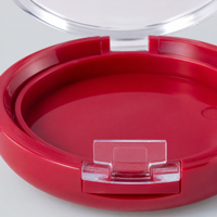 Boîtier compact pour poudre cosmétique en plastique rouge, forme ronde, surélevé, avec miroir, personnalisable en usine