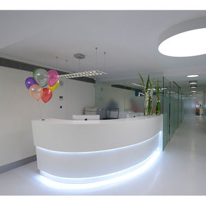 Corians แผนกต้อนรับโค้งสีขาวแผนกต้อนรับส่วนหน้าสำนักงานแผนกต้อนรับส่วนหน้าทรงโค้ง - Product Image 1