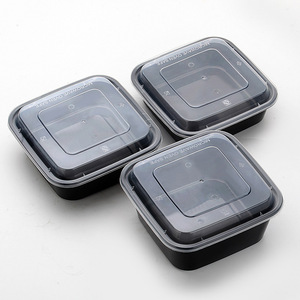 Boîte à déjeuner européenne et américaine, jetable paquet à emporter, sac à soupe noir transparent, couvercle convexe pour repas bol à soupe récipient en plastique - Product Image 5