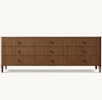 Ensemble de meubles de chambre à coucher en bois de luxe, armoire de rangement en chêne rainuré, commodes à 9 tiroirs
