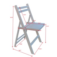 [Stock US] Chaise pliante en bois à lattes pour événements spéciaux - Blanc, lot de 4 chaises pliantes, livraison rapide depuis l'entrepôt US, MOQ 1 lot