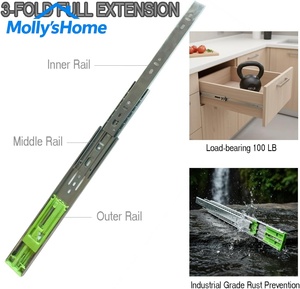 Glissière de tiroir à roulement en acier allié de 24 pouces, à extension complète, fermeture douce, capacité 150 lb, pour tiroirs et quincaillerie - Product Image 2