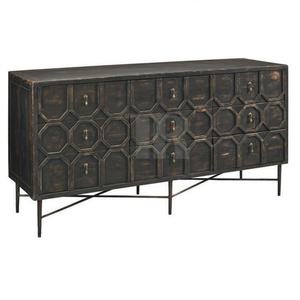 ตู้ลิ้นชักไม้สนรีไซเคิลทรงไขว้พร้อมฐานโลหะ - Product Image 1