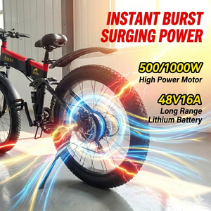 Vélo électrique Snow, cadre pliable en alliage d'aluminium de qualité aérospatiale, moteur haute puissance 1000W, batterie lithium amovible longue portée 48V - Product Image 2