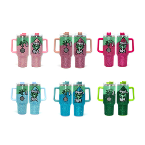 Vaso de Acero Inoxidable de 40 oz con Pedrería, Diseño de <span class=keywords><strong>Dr</strong></span>. Seuss 'Cómo el Grinch se llevó la Navidad', Vaso para Bebidas de 40 oz con Tapa - Product Image 1