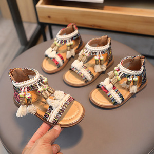 Zapatos de Piel Sintética Antideslizantes para Niños, Sandalias de Playa Estilo Bohemio, Sandalias Planas para Niñas Pequeñas - Product Image 2