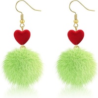 Boucles d'oreilles créoles tendance Grinch en laiton, forme boule, bijoux de Noël, cadeaux de fête pour femmes