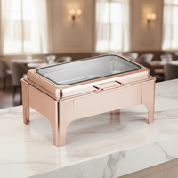 Matériel hôtelier : Réchauds de buffet de luxe en acier inoxydable de 9 litres, finition or rose, électriques/gaz/à combustible, pour maintien au chaud des aliments