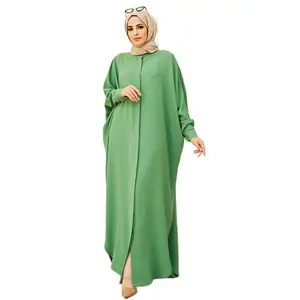 Simple musulmán Abaya vestido de mujer Color sólido diseño suelto abaya Dubai 2024