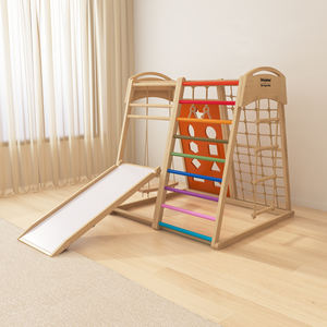 蒙特梭利木制登山者套装: 9合1丛林健身房，带滑梯、秋千和猴子酒吧-华尔道夫儿童室内游乐场 - Product Image 2
