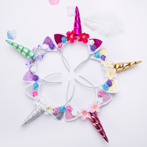 Accessoires de cheveux licorne bandeaux bandeau pour enfants accessoires Photo mignons fille fête décorer bandeaux floraux - Product Image 4