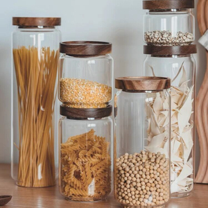 Glass Storage Jar Glass Storage Jar Home Use Glass Kitchen Canisters Bamboo Lids Clear Glass Food Storage Jar