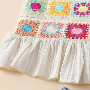 Foreign Trade Children's Clothing Spring and Autumn Ethnic Style Girls <b>Suspender</b> Embroidered Top Denim Shorts <b>Set</b> - Product Image 3