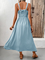 Robe d'été PRETTY STEPS 2026 pour femme, robe maxi élégante noire sans manches, robe dos nu à bretelles spaghetti