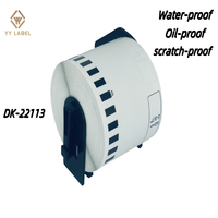 Hochwertige Wasserfeste Selbstklebende Thermoetikettenrolle DK-22113 für Brother QL Drucker Schwarz Weiß 62mm X 15,24m Verpackung