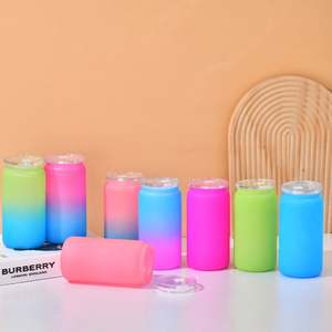 Gobelets en plastique colorés en forme de canette de 16 oz, recyclables, avec couvercle en PP et paille, pour emballage UV DTF, expédiés depuis notre entrepôt américain - Product Image 3